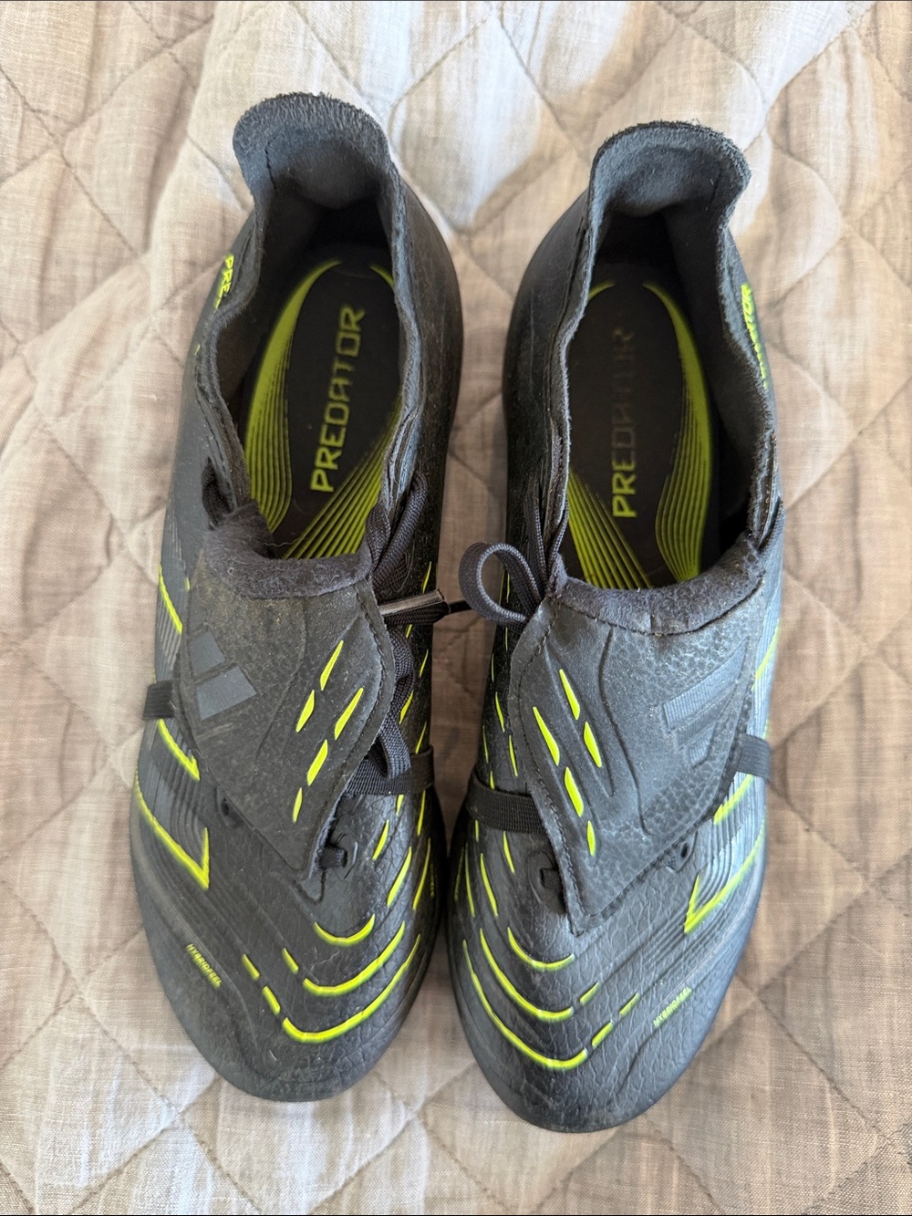 adidas Men’s Black and Neon Yellow Predator Soccer Shoes